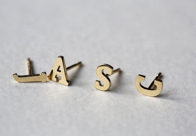 Personalized initial gold stud earrings