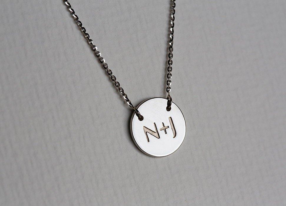 Gold necklace with initial disc