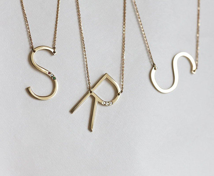 Initial Necklace With Large Custom Letter Capucinne