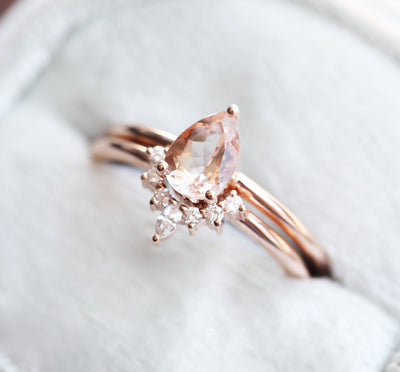 Pear Morganite Diamond Ring Set