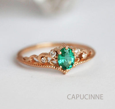 Jacqueline Oval Emerald Ring