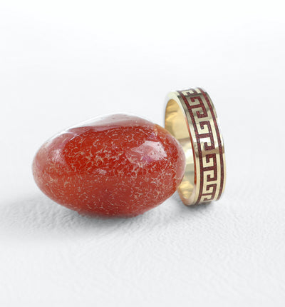 unique mens band with Jasper inlay 