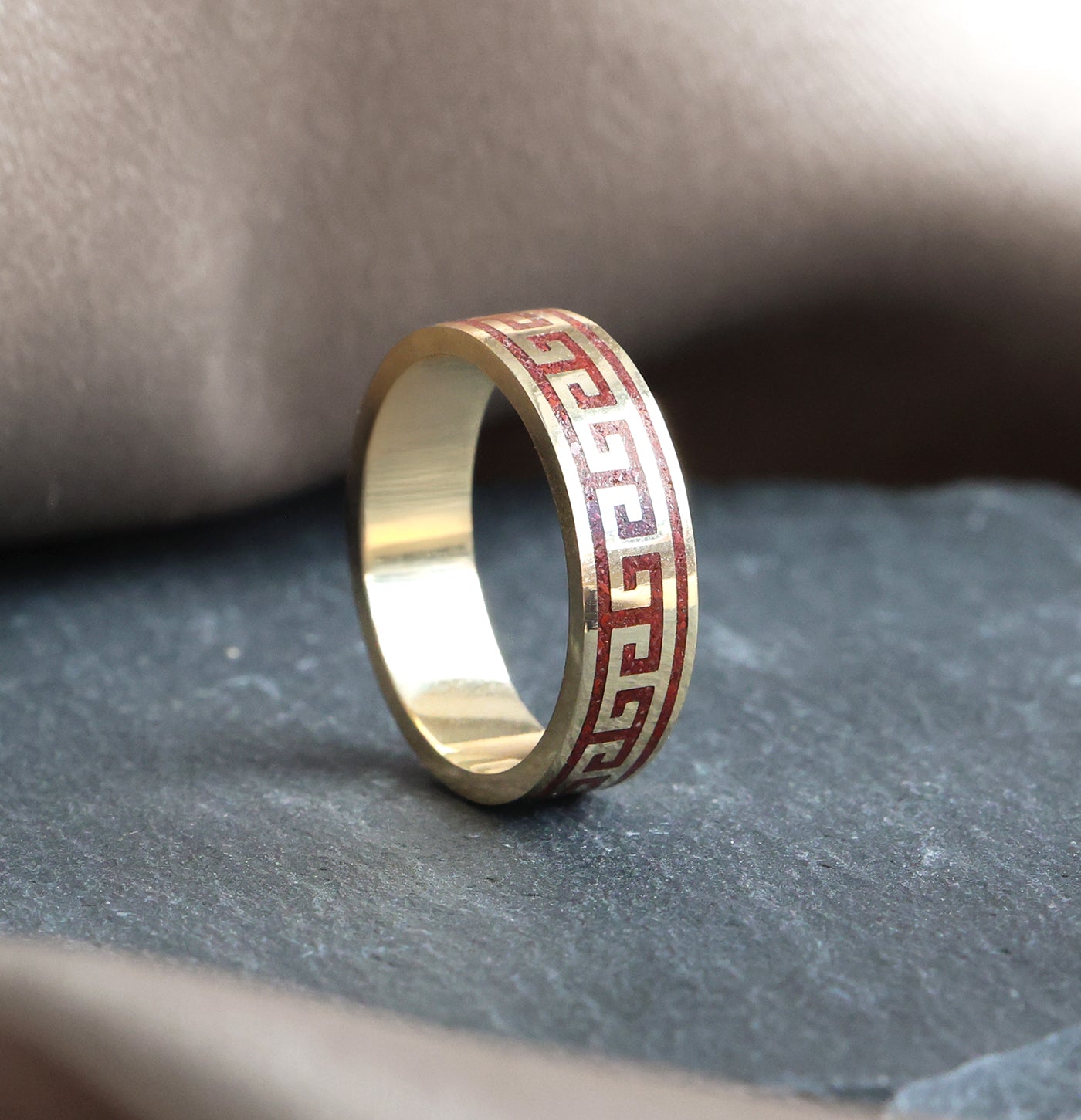 unique mens band with Jasper inlay 