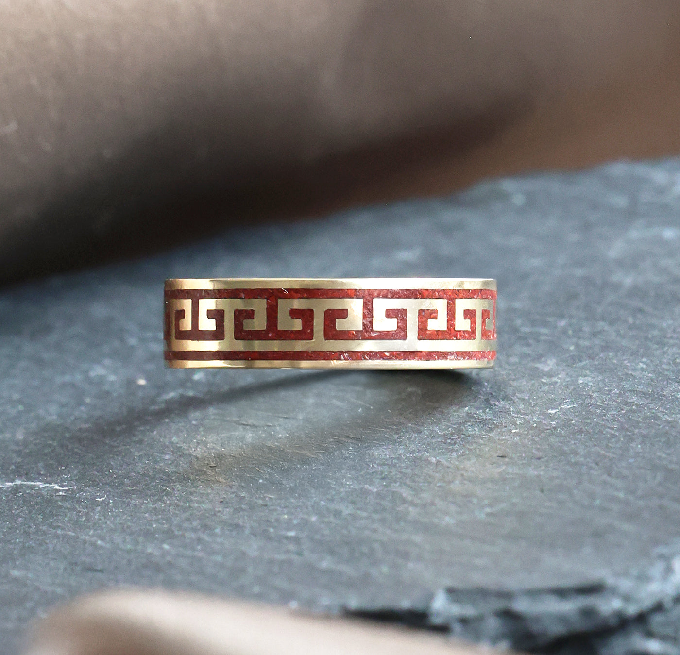 unique mens band with Jasper inlay 