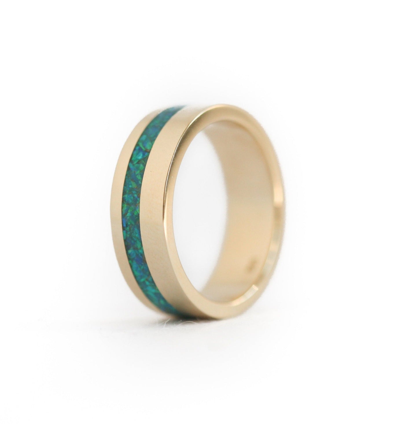 Peacock Black Inlay Opal Wedding Band For Men