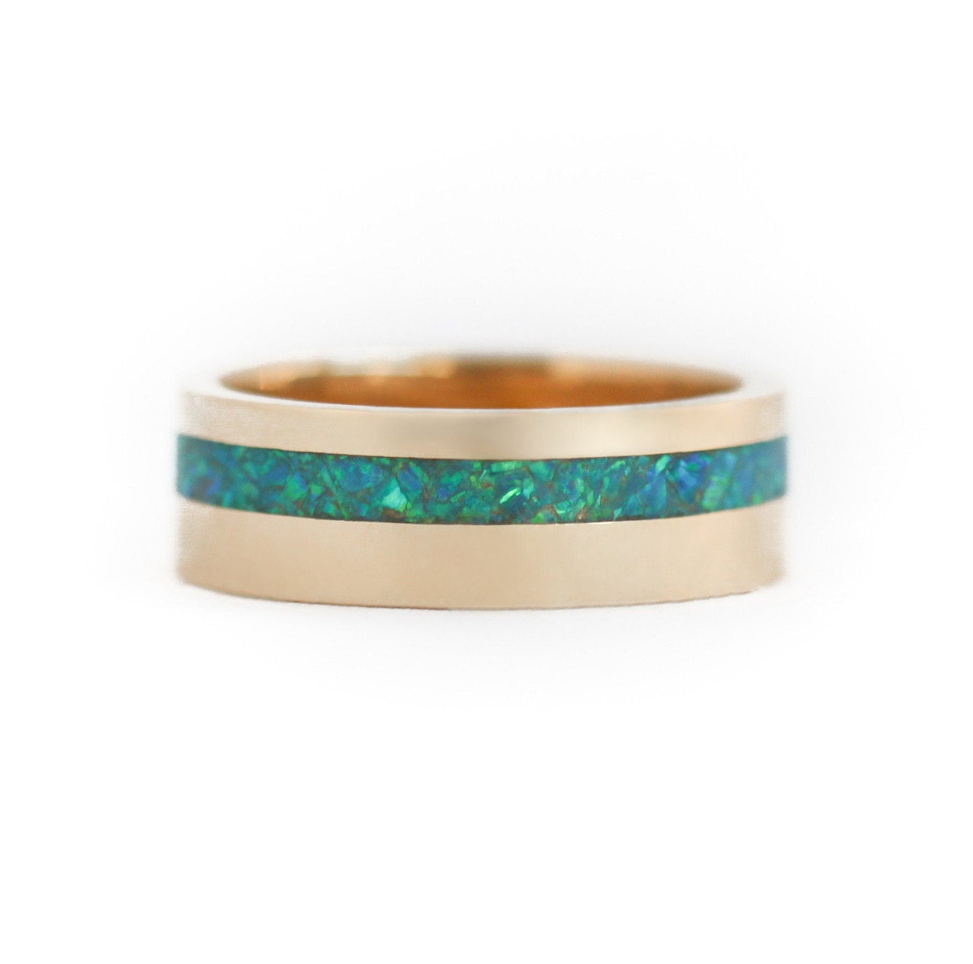 Peacock Black Inlay Opal Wedding Band For Men