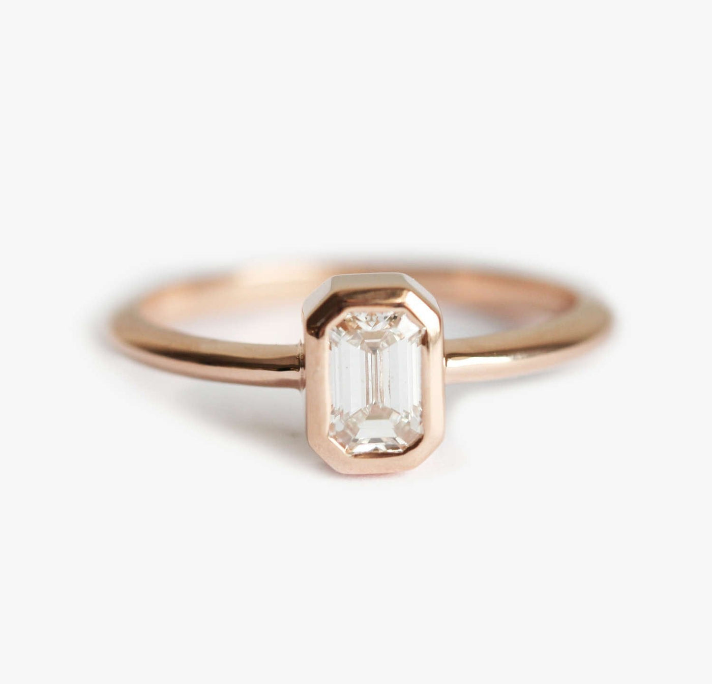 Emerald-Cut White Diamond Solitaire Ring
