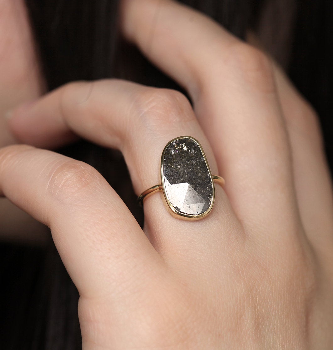 Gray Unique Shape Salt & Pepper Diamond Ring