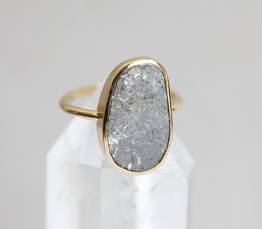 Gray Unique Shape Salt & Pepper Diamond Ring