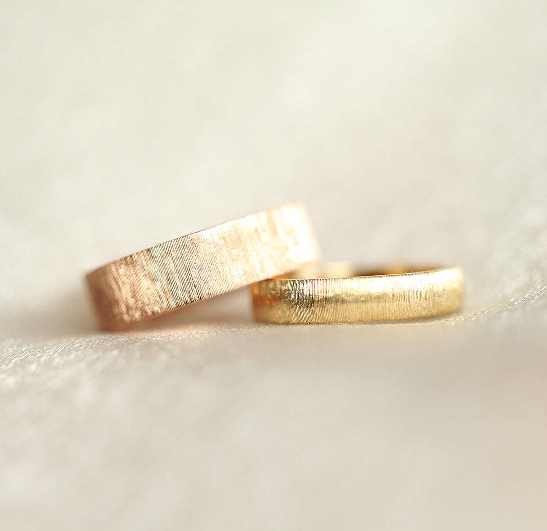 June Brushed 6mm Wide Gold Wedding Band Mens 14k 18K Gold Ring Unique Promise Ring Womens Band Unisex 14K Yellow Gold