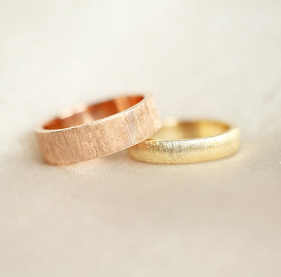 June Brushed 6Mm Wide Gold Wedding Band Mens, 14K/ 18K Gold Ring Unique Promise Ring, Womens Band Unisex-Capucinne