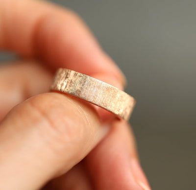 June Brushed 6Mm Wide Gold Wedding Band Mens, 14K/ 18K Gold Ring Unique Promise Ring, Womens Band Unisex-Capucinne