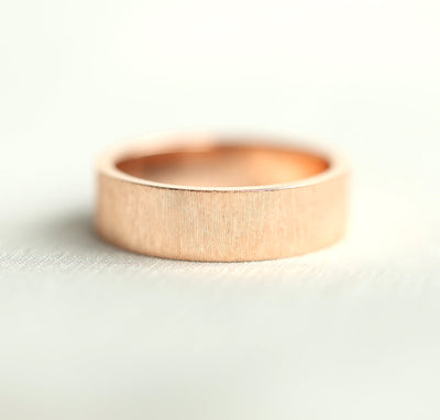 June Brushed 6Mm Wide Gold Wedding Band Mens, 14K/ 18K Gold Ring Unique Promise Ring, Womens Band Unisex-Capucinne