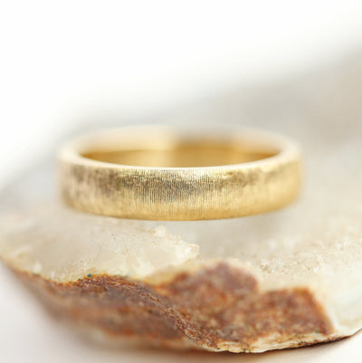 June Brushed 6Mm Wide Gold Wedding Band Mens, 14K/ 18K Gold Ring Unique Promise Ring, Womens Band Unisex-Capucinne