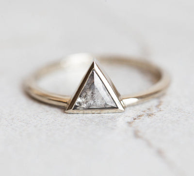 Triangle Salt & Pepper Diamond Ring