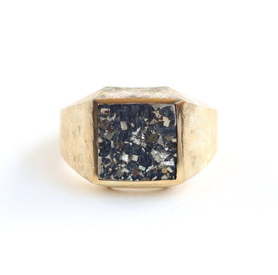Pyrite Signet Ring featuring a square pyrite crystal on a polished band.