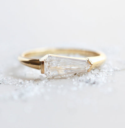 Shield Shape White Diamond Solitaire Ring