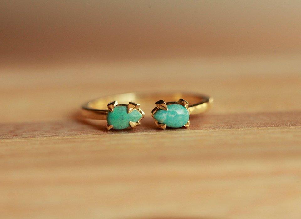 Open Band Pear Turquoise Gold Ring