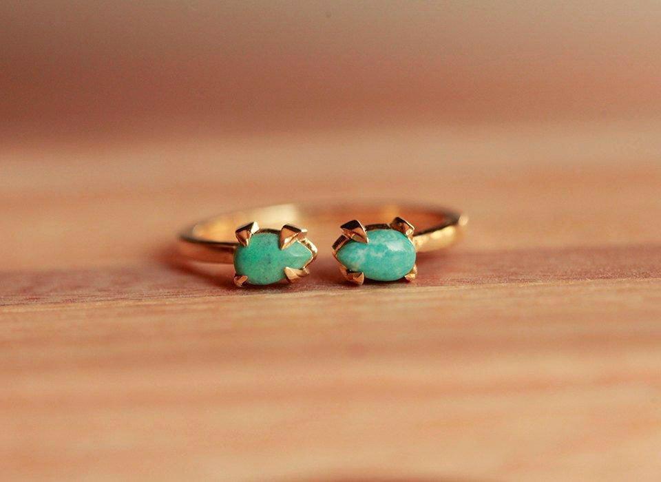 Open Band Pear Turquoise Gold Ring