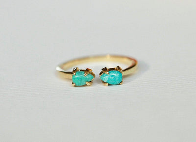 Open Band Pear Turquoise Gold Ring