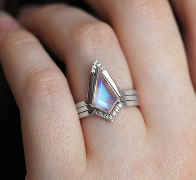 Kite Moonstone Diamond Ring Set