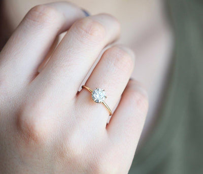 Round White Diamond Solitaire Ring with prong setting