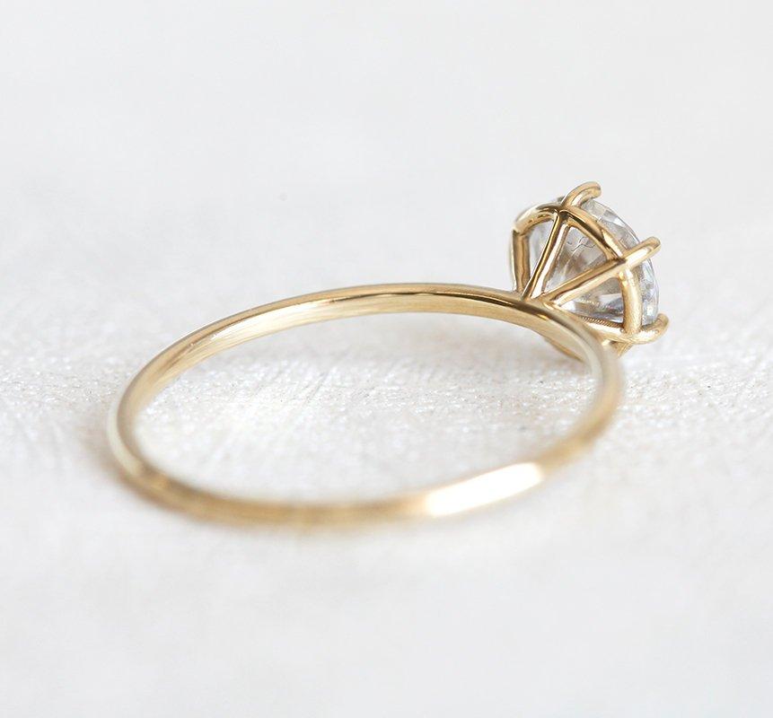 Round White Diamond Solitaire Ring with prong setting