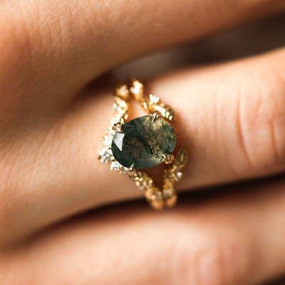 Leaf moss agate ring set - Capucinne