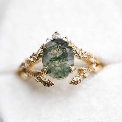 Leaf moss agate ring set - Capucinne