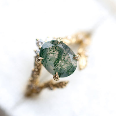 Leaf moss agate ring set - Capucinne