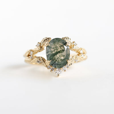 Leaf moss agate ring set - Capucinne