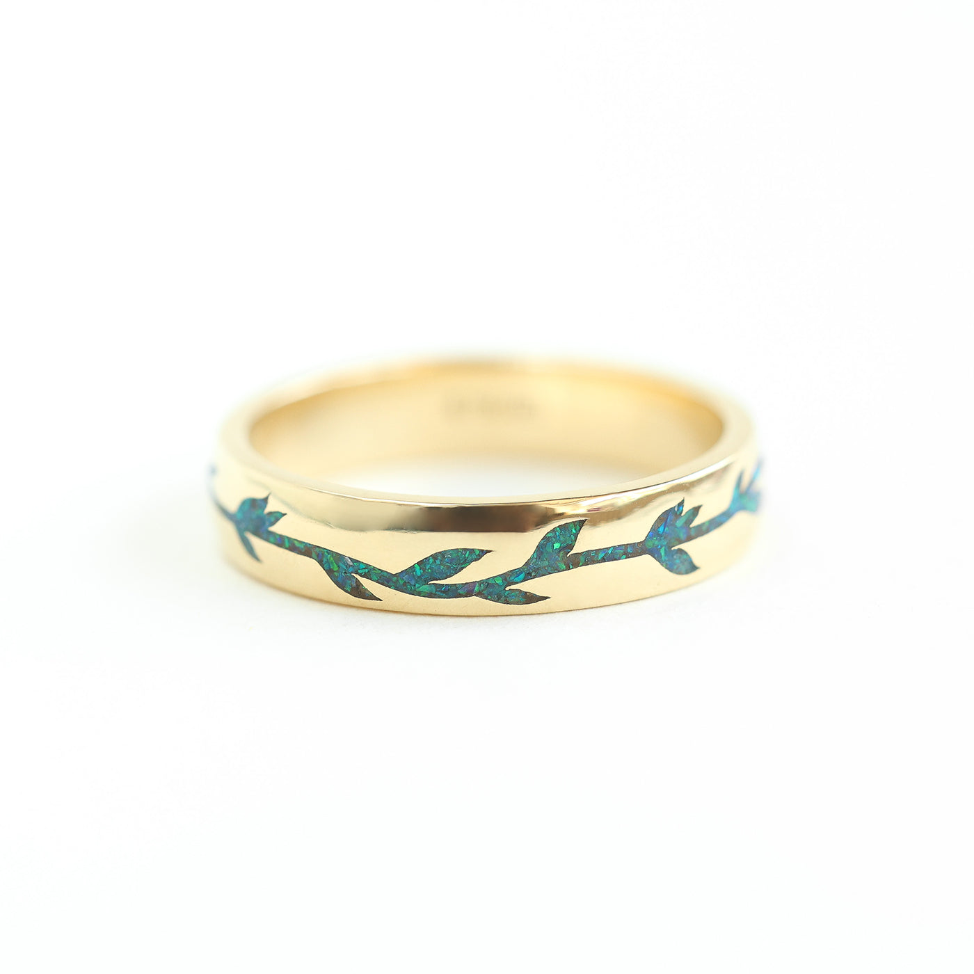 Leaf opal inlay band Unisex band - Ready to Ship – Capucinne