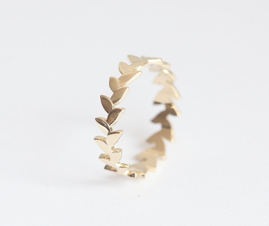 LEAH WEDDING RING, LEAF BAND-Capucinne