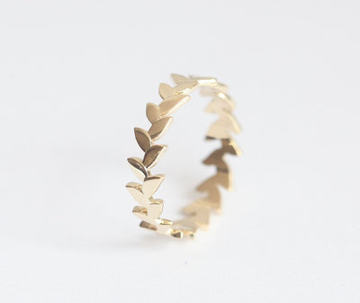 LEAH WEDDING RING, LEAF BAND-Capucinne