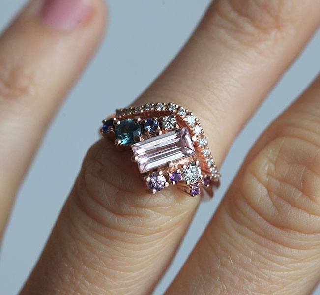 Morganite Cluster Ring