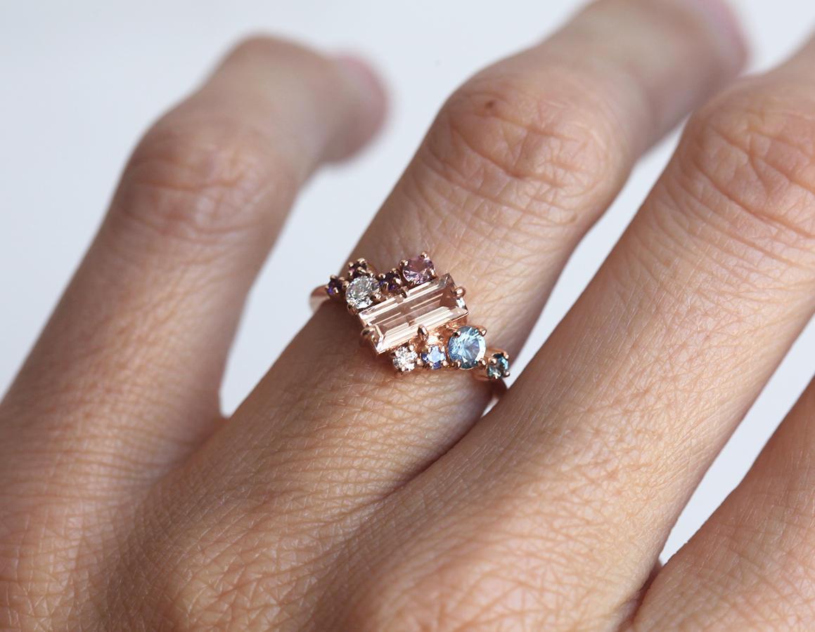 Morganite Cluster Ring