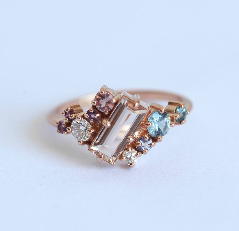 Morganite Cluster Ring