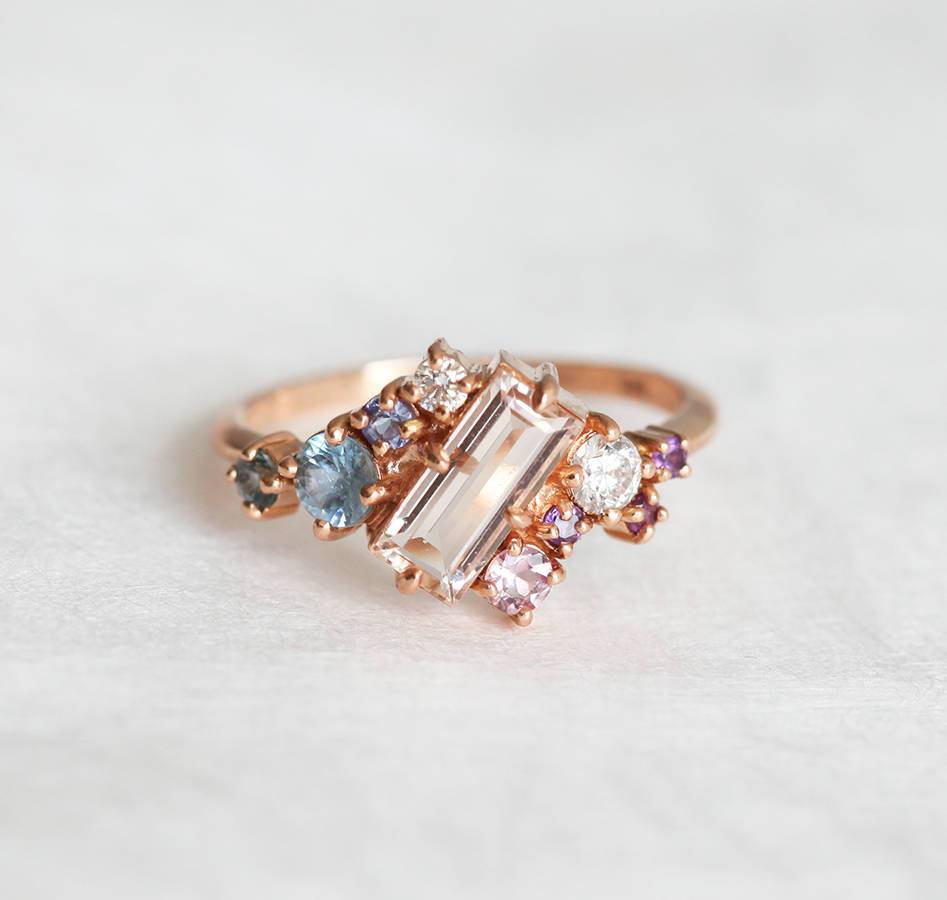 Morganite Cluster Ring