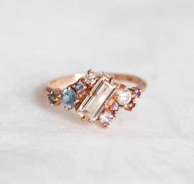 Morganite Cluster Ring