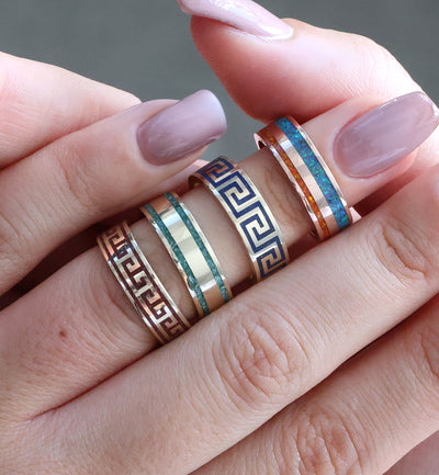 double emerald inlay mens band 