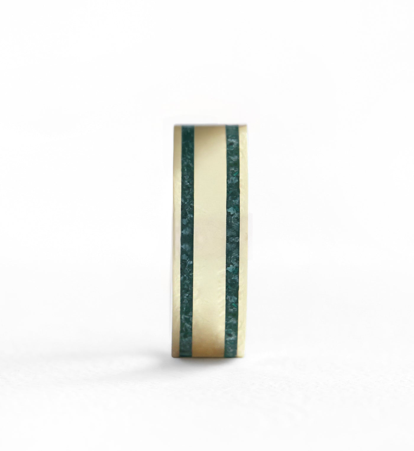 double emerald inlay mens band 