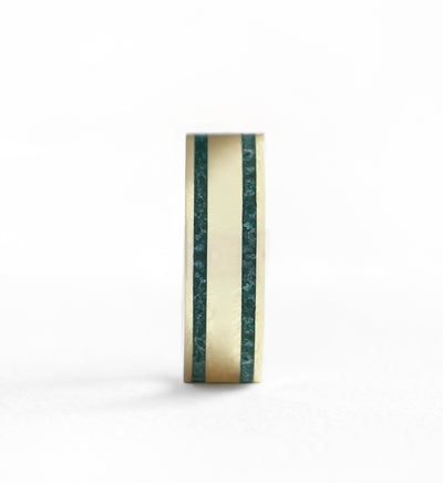 double emerald inlay mens band 