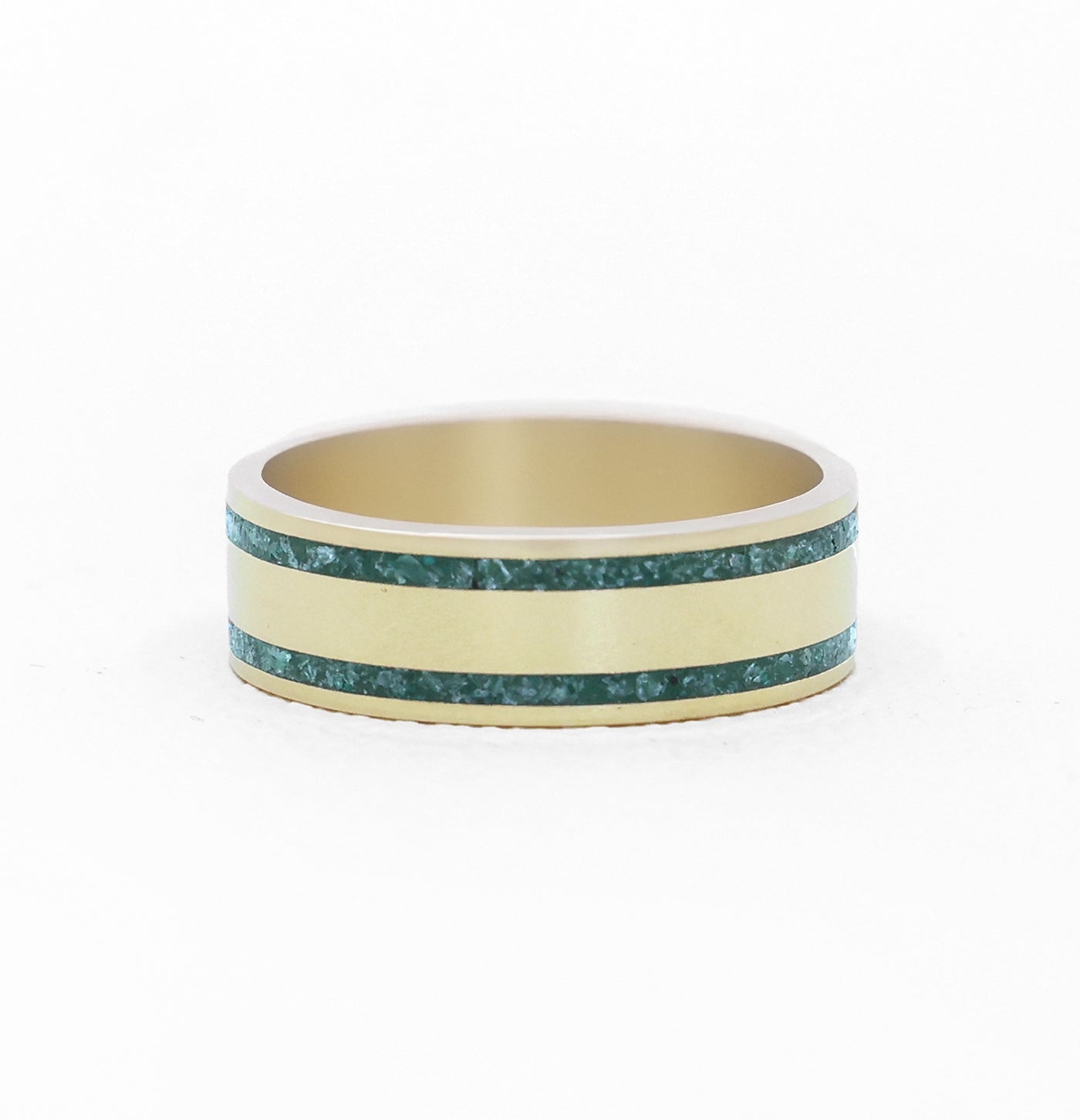 double emerald inlay mens band 