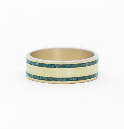 double emerald inlay mens band 