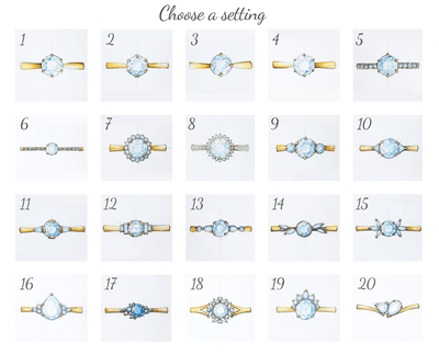 Teal Sapphire Ring Catalog, Numbered