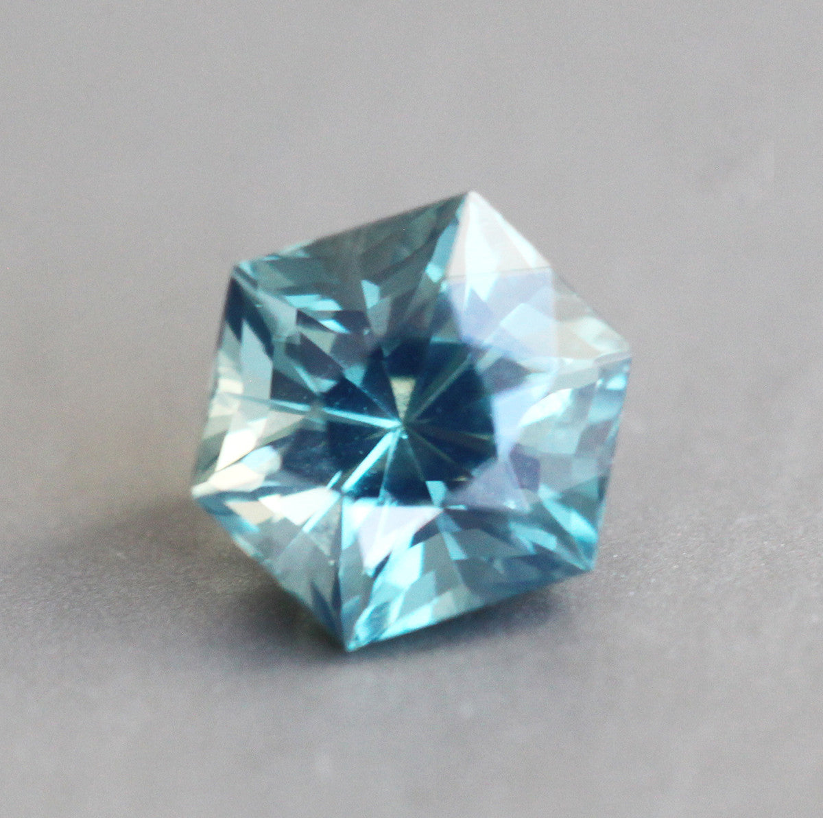 Loose hexagon-shaped teal sapphire