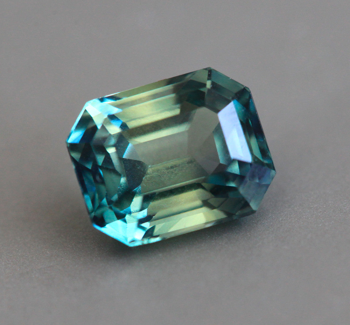 Loose octagon-shaped teal sapphire