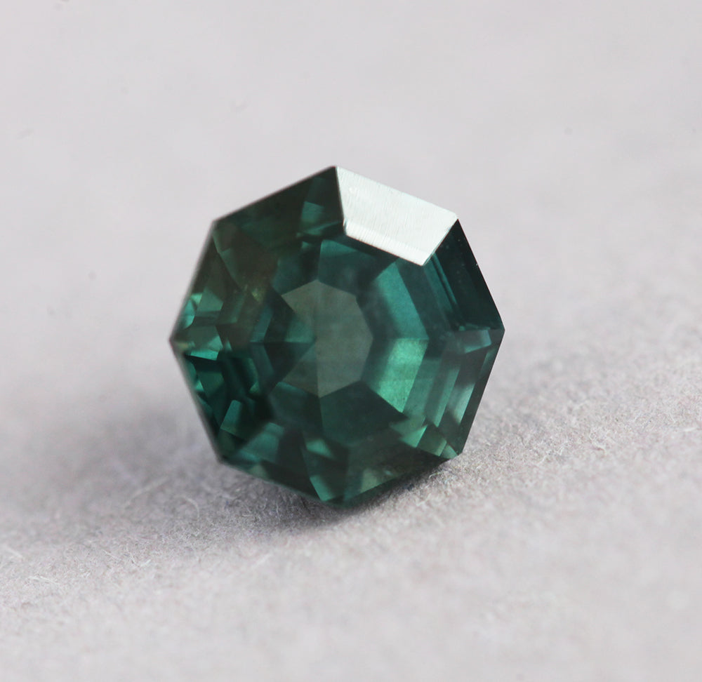 Loose octagon-shaped teal sapphire