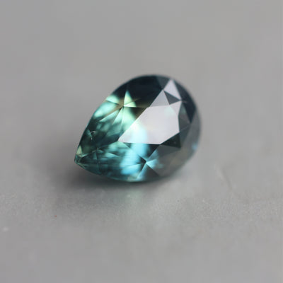 Loose pear-shaped teal sapphire