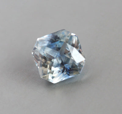 Loose octagon-shaped blue and yellow sapphire